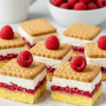 Butterkekskuchen mit Himbeeren und Pudding