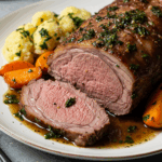 Im Ofen geröstete Lamm-Schulter mit Kräutersauce