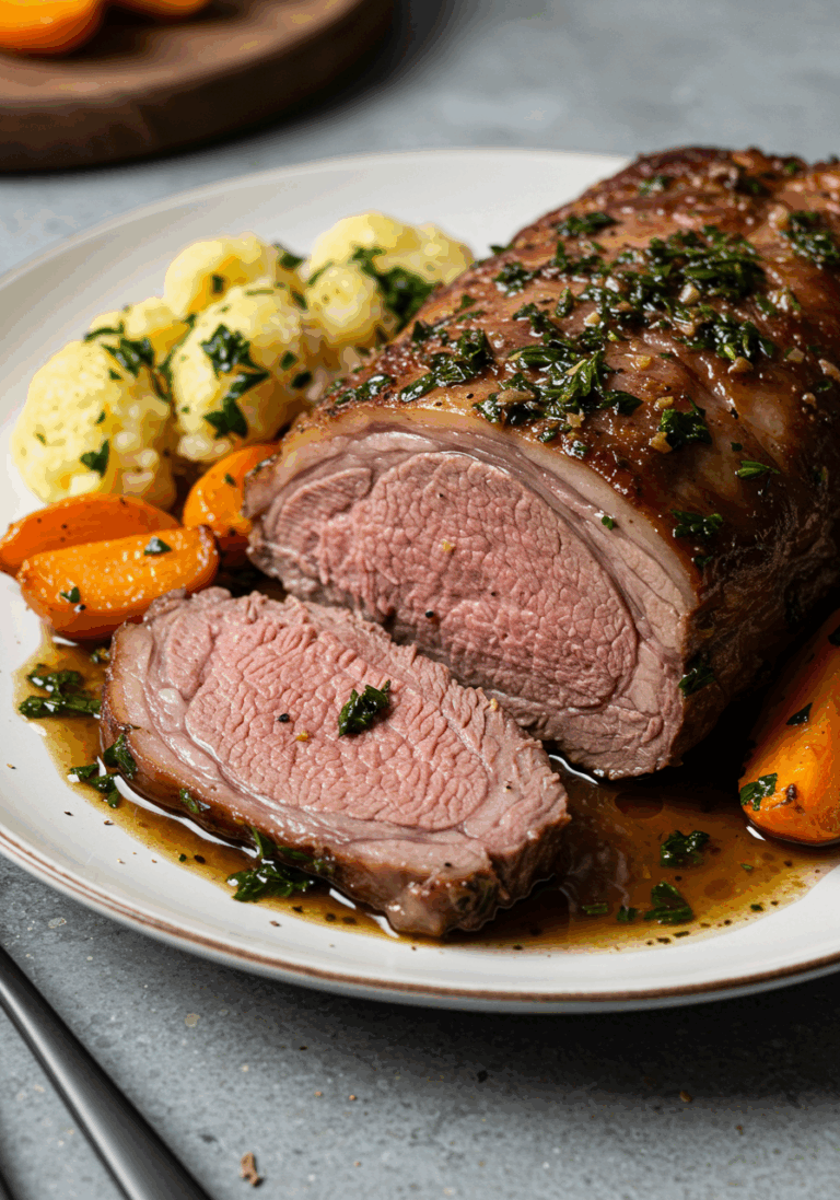 Im Ofen geröstete Lamm-Schulter mit Kräutersauce