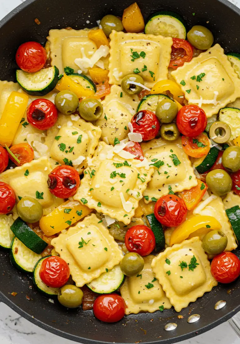 Bunte Ravioli-Gemüse-Pfanne