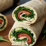 Vegetarische Wrap-Röllchen mit Rucola und Tomaten