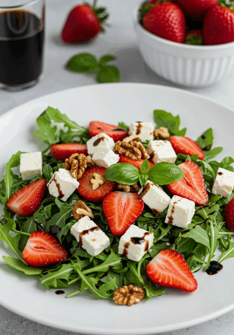 Sommersalat mit Erdbeeren und Feta
