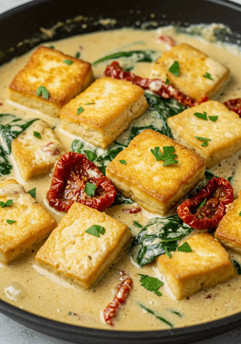 Cremiger Tofu in Cashew-Tomaten-Sauce
