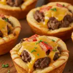 Cheeseburger Muffins mit Pizzateig