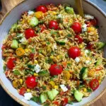 Bunter Reissalat mit Pesto Dressing