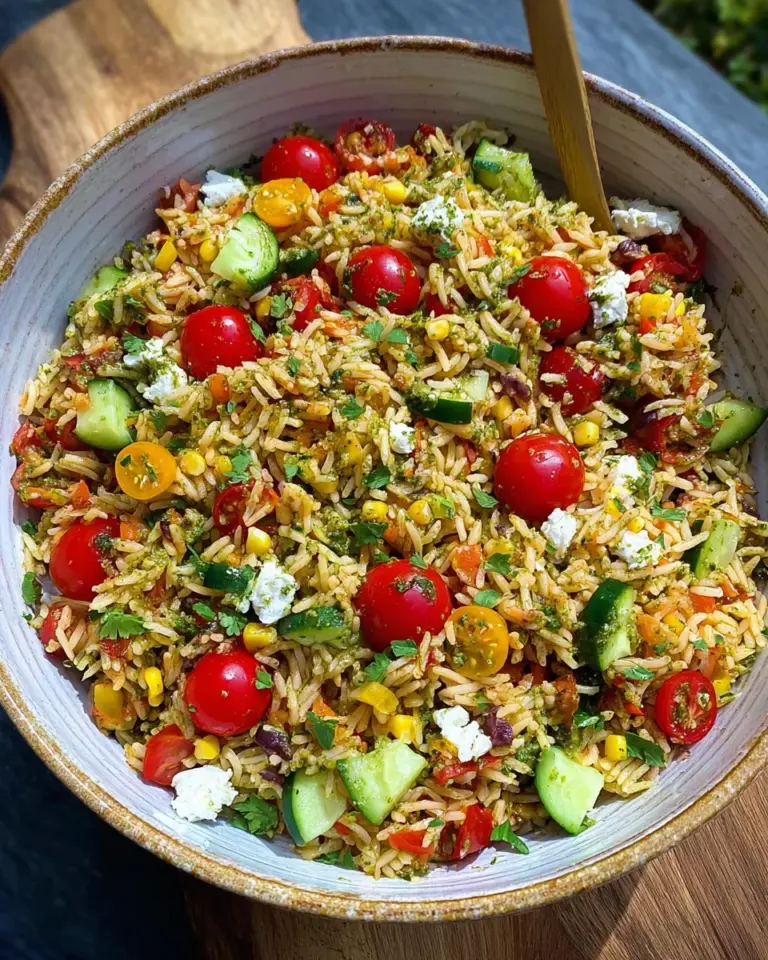 Bunter Reissalat mit Pesto Dressing