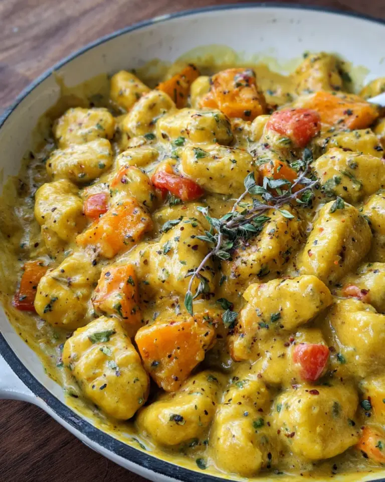 Cremige Gnocchi-Pfanne mit Kürbis und Curry