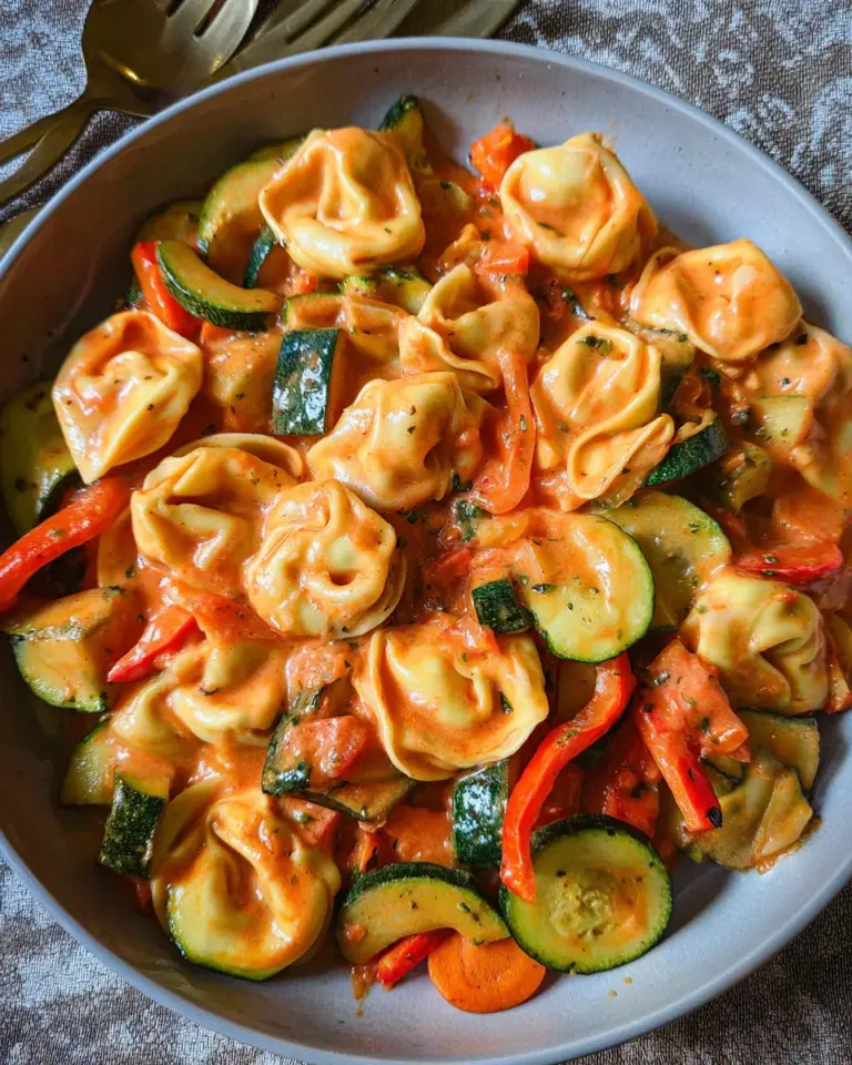 Cremige Tortellini-Pfanne mit Gemüse