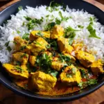 Cremiges Hähnchen-Curry mit Kokosmilch und Reis