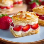 Erdbeer Bienenstich Teilchen aus Blätterteig