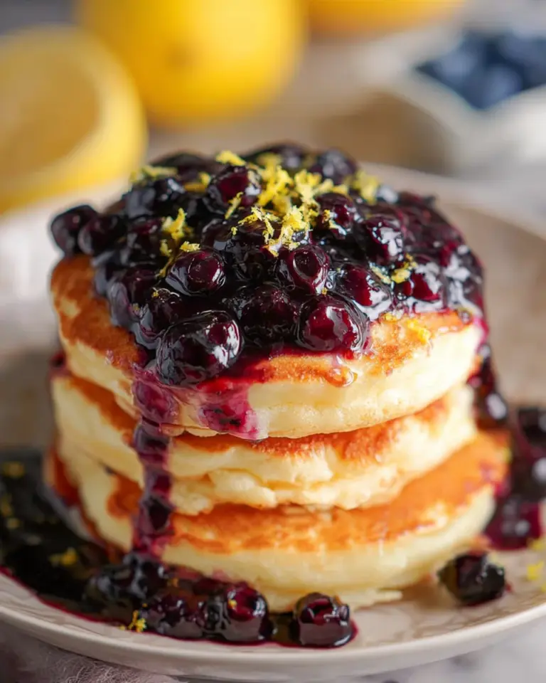 Fluffige Pancakes mit Blaubeer Sauce
