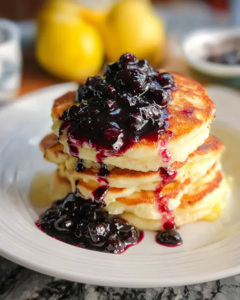 Fluffige Pancakes mit Blaubeer Sauce