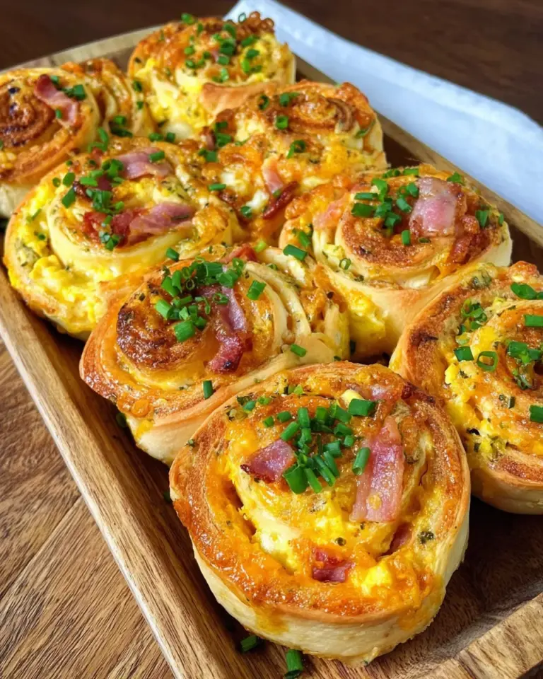 Frühstücksrollen mit Rührei, Käse und Speck