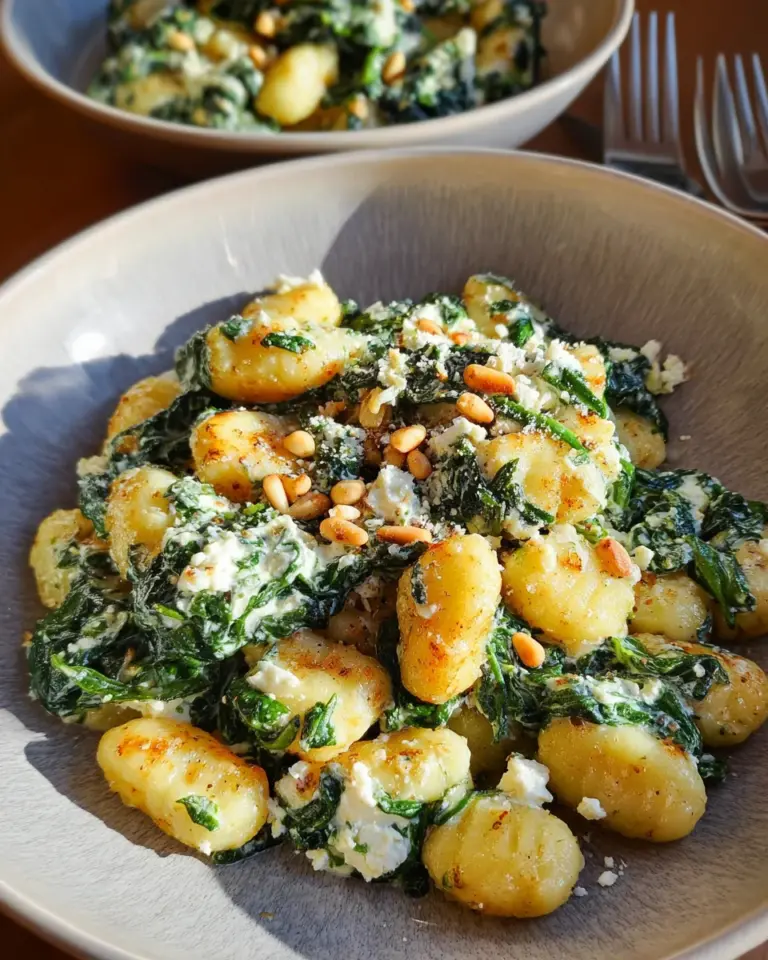 Gnocchi Pfanne mit Spinat und Feta - einfach & schnell