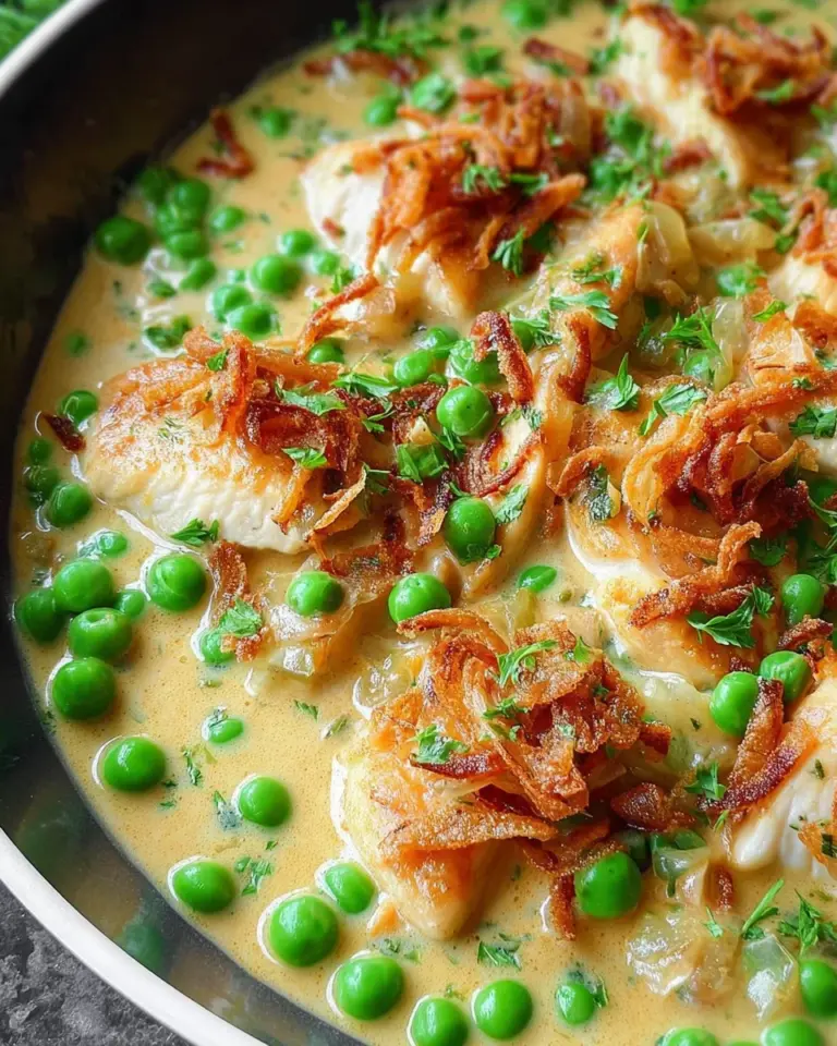 Hähnchen mit Erbsen in Senf-Sahne-Sauce