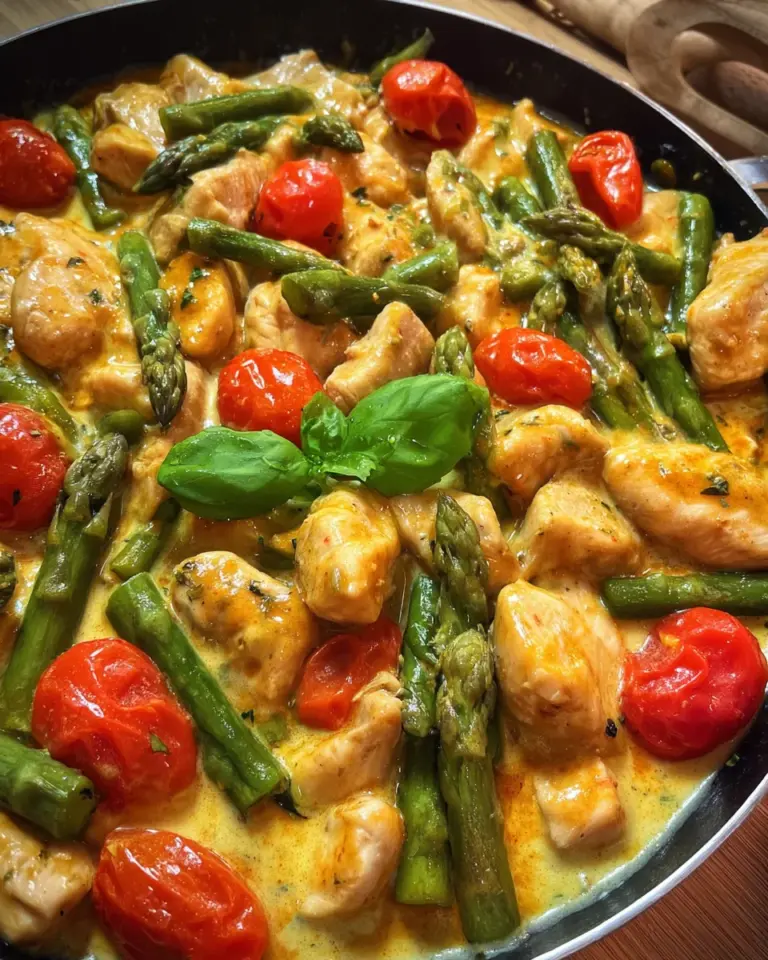 Hähnchen mit Spargel (schnelles Pfannenrezept)