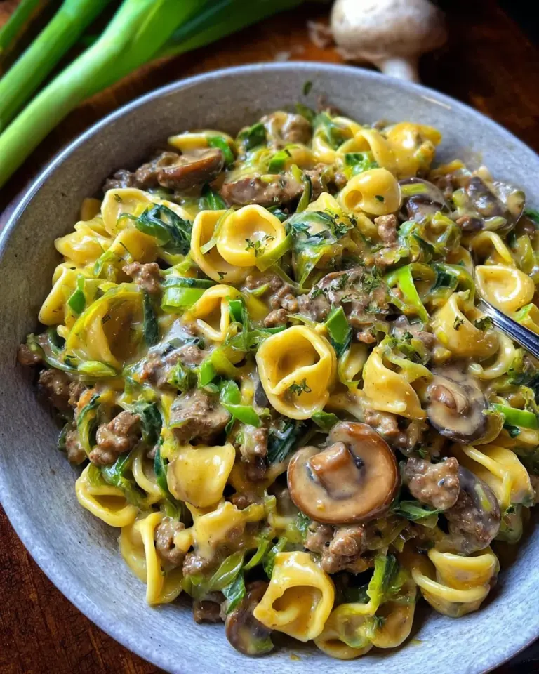 Käse-Lauch Pasta mit Hackfleisch