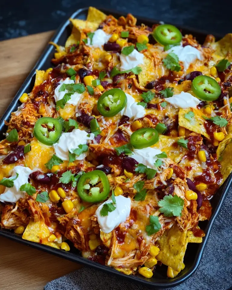 Loaded Nachos mit BBQ Hähnchen