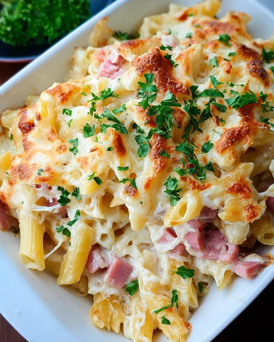 Nudel-Schinken-Gratin