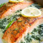 Ofenlachs mit cremigem Spinat