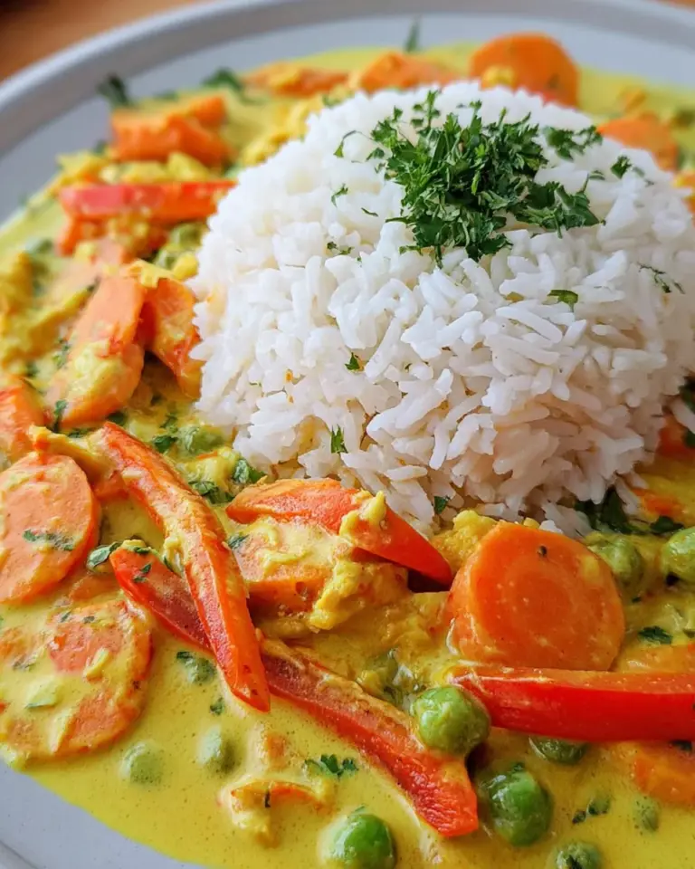 Reis mit Gemüse-Frischkäse-Sauce