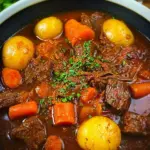 Schmortopf mit Rindfleisch, Kartoffeln und Möhren