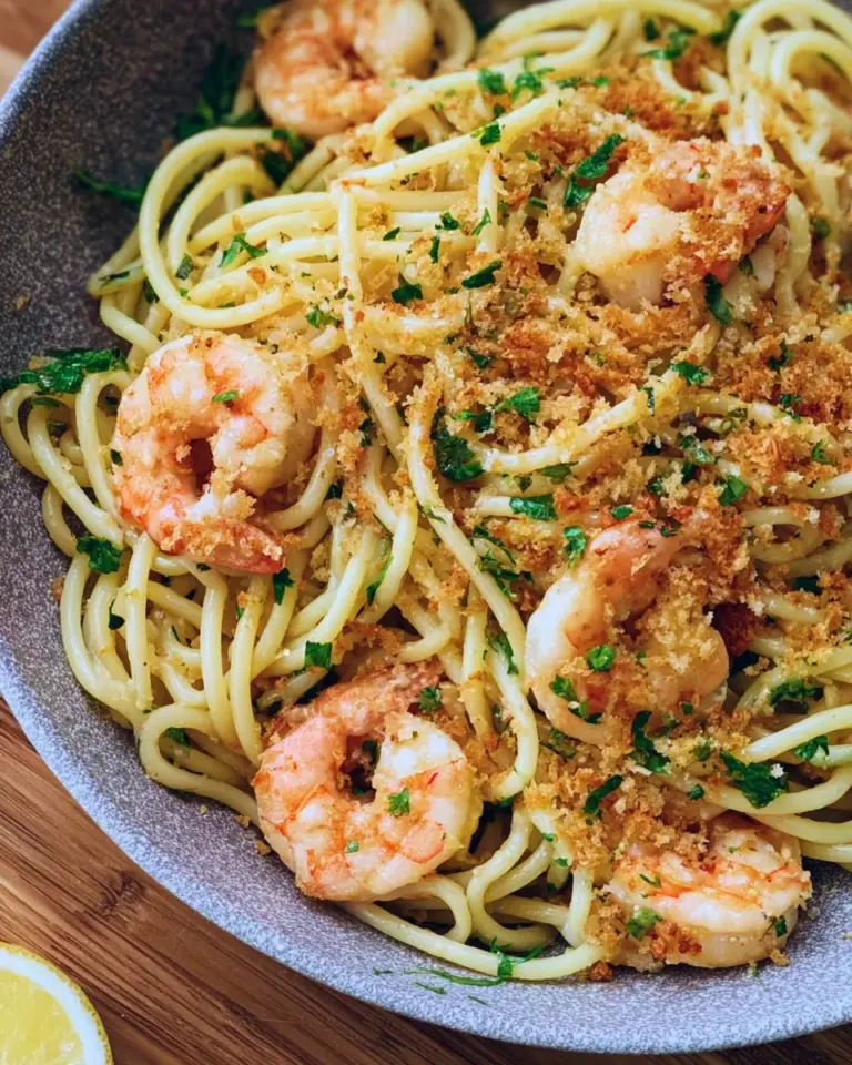 Sommerpasta mit Zitronensauce und Garnelen