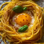 Spaghetti Nester mit Ei (schnelles Rezept)