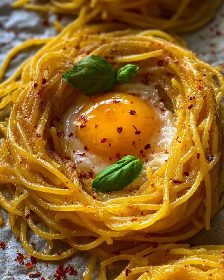 Spaghetti Nester mit Ei (schnelles Rezept)