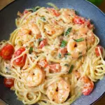 Spaghetti mit Garnelen in Frischkäsesauce