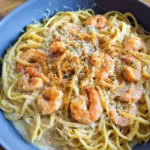 Spaghetti mit Garnelen in cremiger Alfredo Sauce