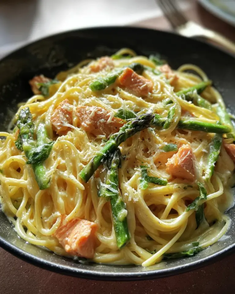 Spaghetti mit Lachs und Spargel