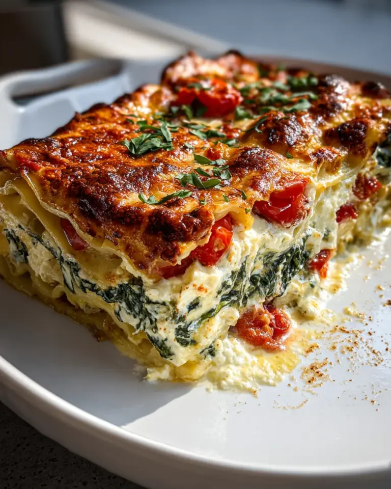 Spinat-Lasagne mit Feta und Tomaten
