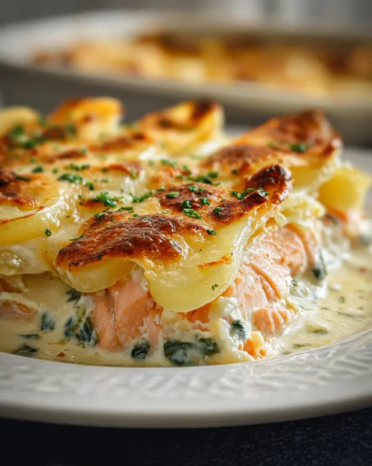 Zarter Lachs Auflauf mit Kartoffeln