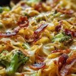Cremige Pastapfanne mit Brokkoli und turkey bacon wie im Traum