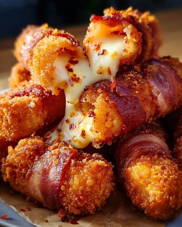 Knusprige beef turkey bacon-Mozzarella-Sticks