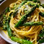 Zitronen Parmesan Spaghetti mit grünem Spargel