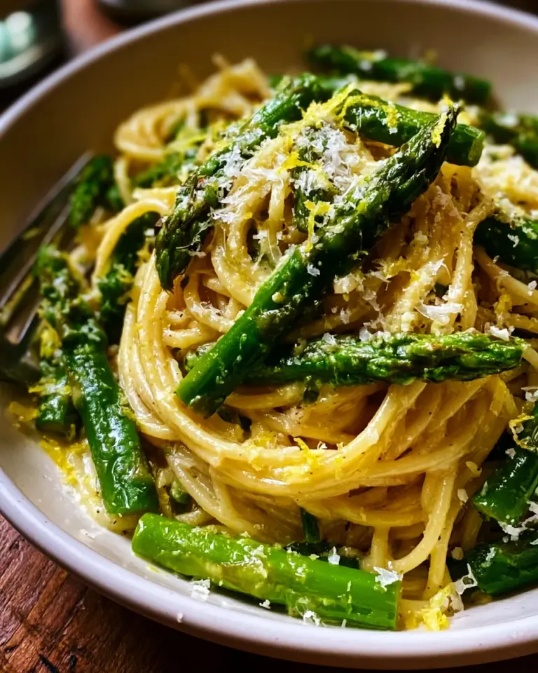 Zitronen Parmesan Spaghetti mit grünem Spargel