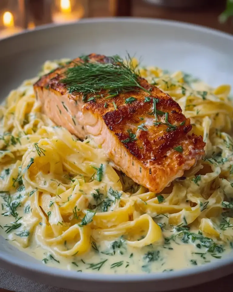 Lachsfilet mit Bandnudeln