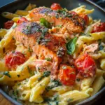 Ofen-Lachs-Pasta mit Tomaten