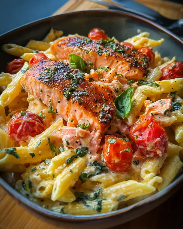 Ofen-Lachs-Pasta mit Tomaten