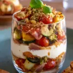 Pikantes Antipasti Tiramisu mit Brot Crumble