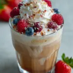 Rosa Kokosnuss Eiskaffee für den perfekten Sommergenuss