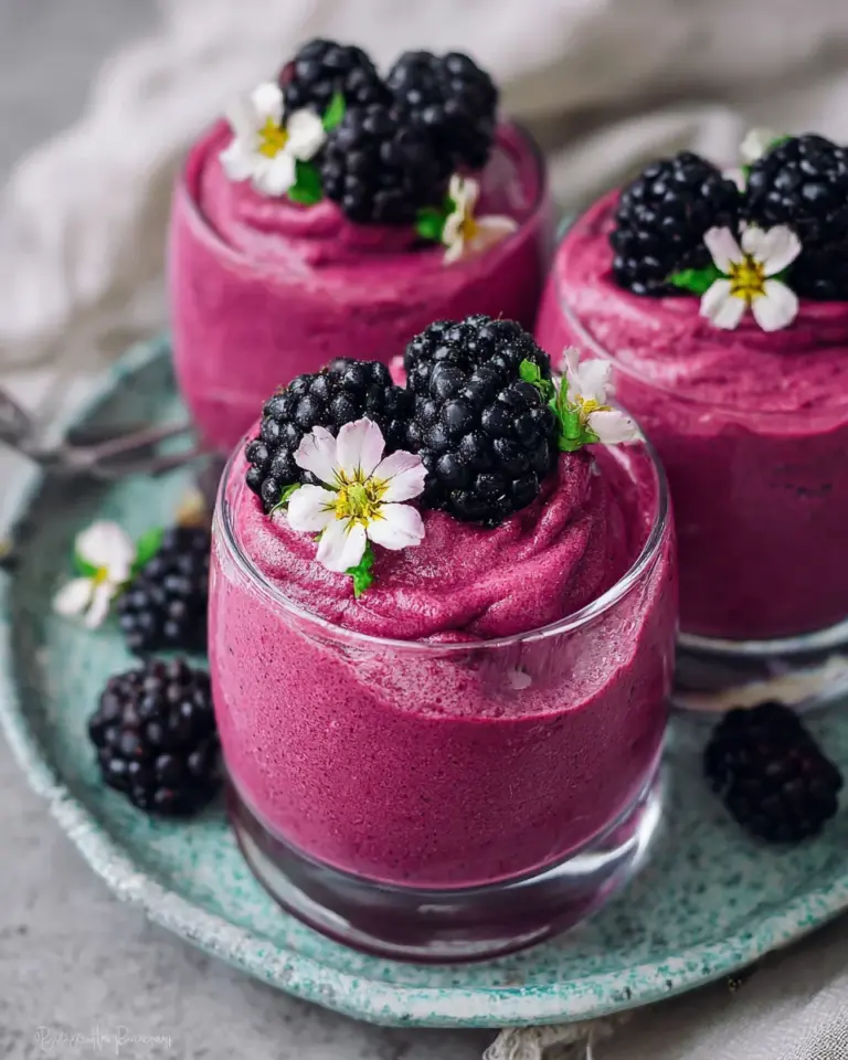 Brombeer-Mousse Dessert (einfach, kalorienarm, vegan)