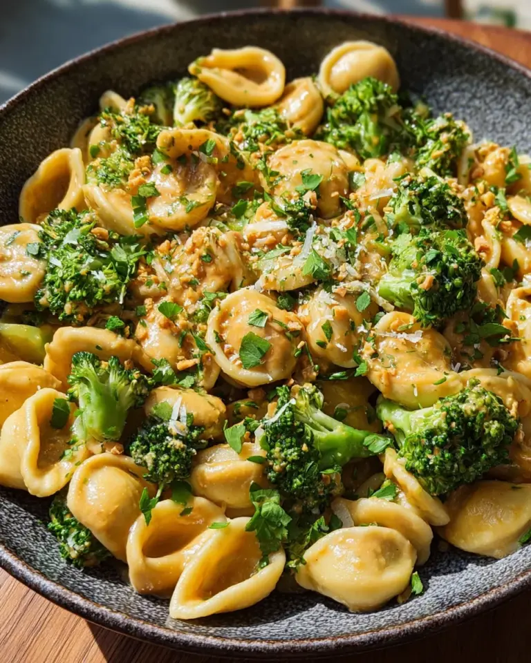 Cremige Erdnuss Brokkoli Orecchiette Pasta