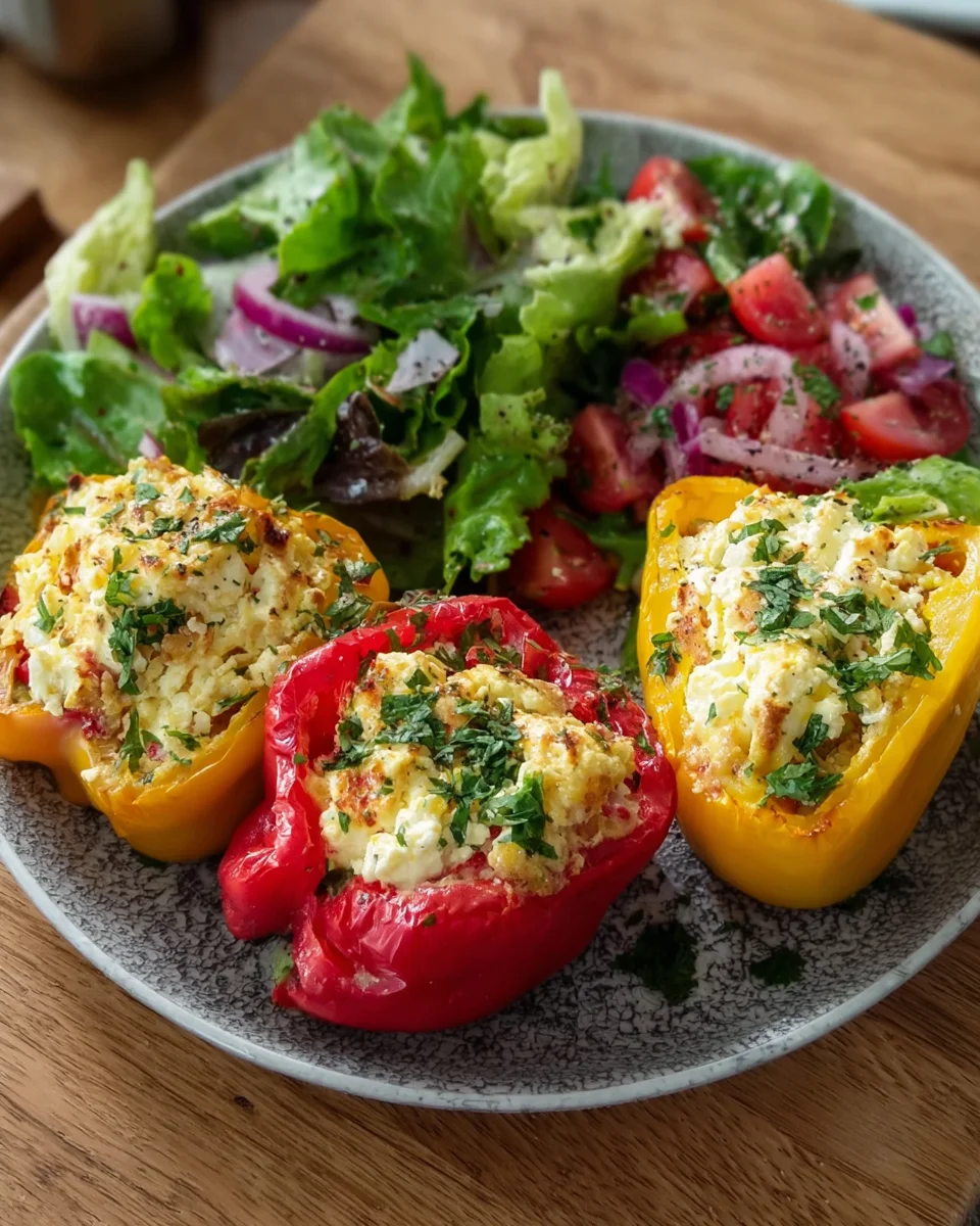 Gefüllte Feta Paprika mit buntem Salat image 2