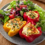 Gefüllte Feta Paprika mit buntem Salat