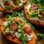 Gefüllte Süßkartoffeln mit Burrata
