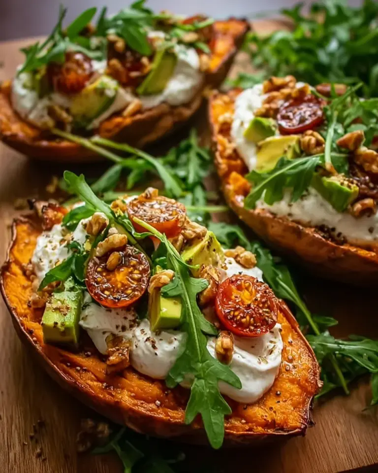 Gefüllte Süßkartoffeln mit Burrata