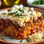 Griechischer Kritharaki-Hackauflauf mit Feta